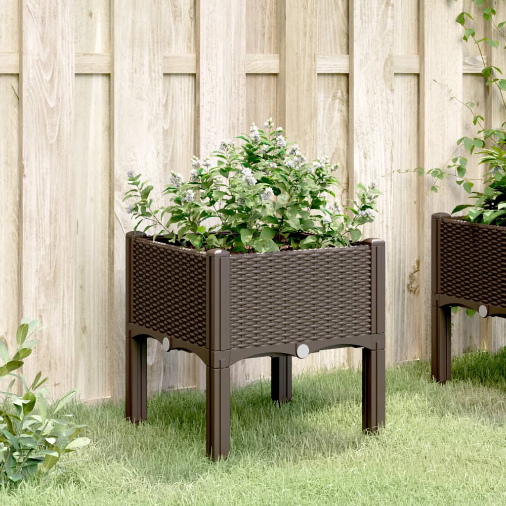 Fioriera da Giardino con Gambe Marrone 40x40x42 cm in PP | homemem39