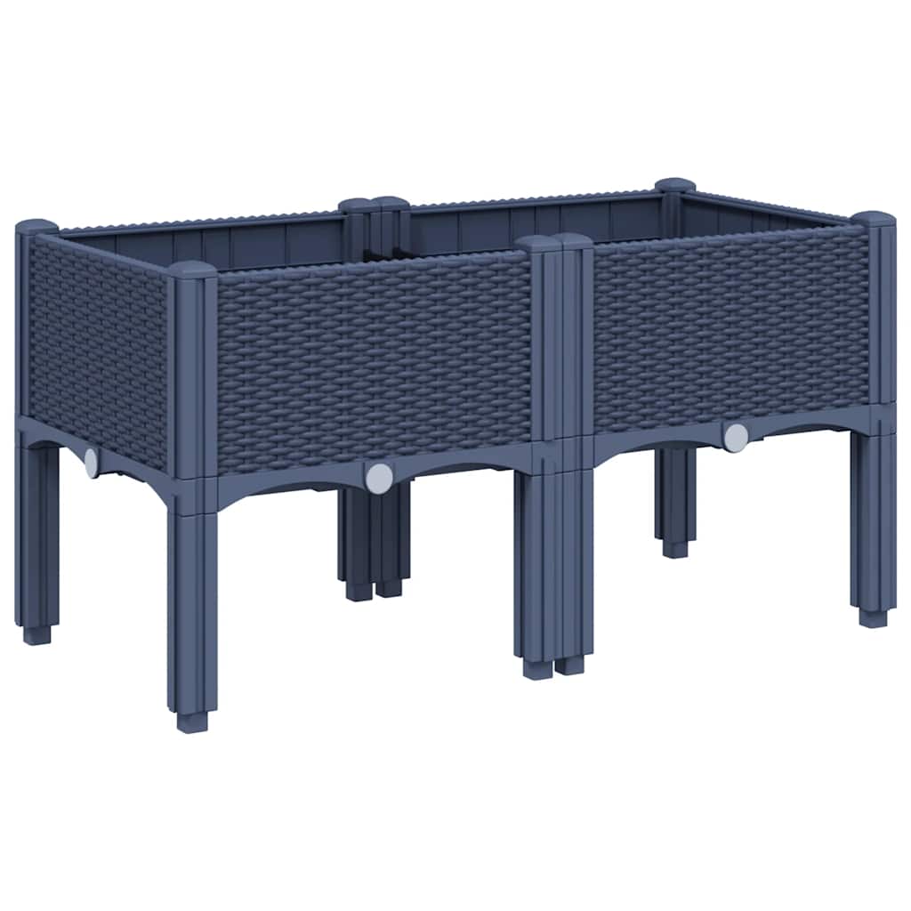 Fioriera da Giardino con Gambe Grigio Blu 80x40x42 cm in PP - homemem39