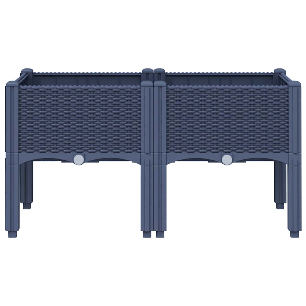Fioriera da Giardino con Gambe Grigio Blu 80x40x42 cm in PP - homemem39
