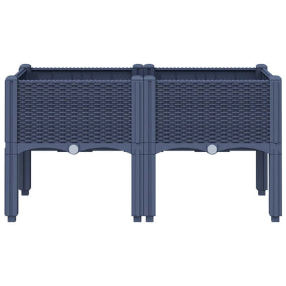 Fioriera da Giardino con Gambe Grigio Blu 80x40x42 cm in PP - homemem39