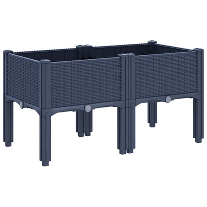 Fioriera da Giardino con Gambe Grigio Blu 80x40x42 cm in PP - homemem39