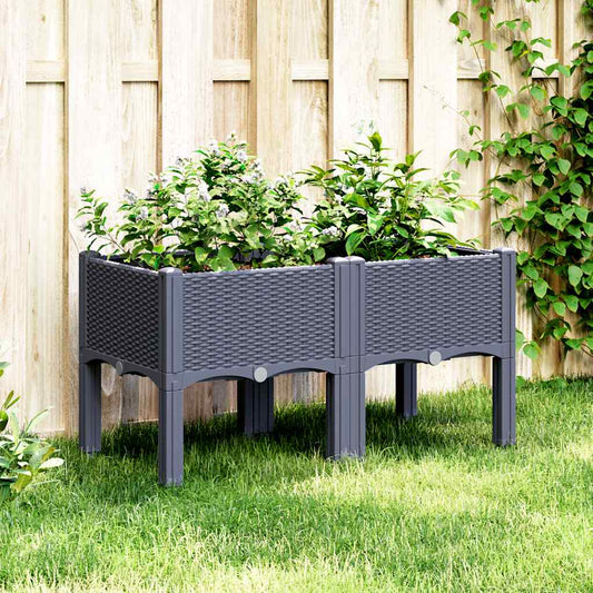 Fioriera da Giardino con Gambe Grigio Blu 80x40x42 cm in PP - homemem39