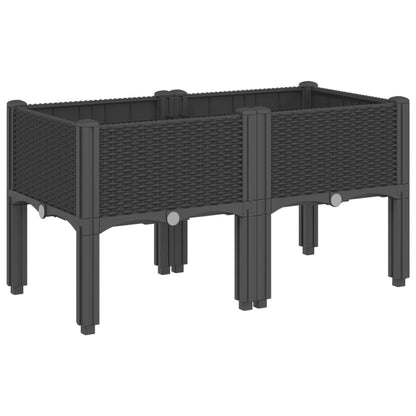 Fioriera da Giardino con Gambe Nera 80x40x42 cm in PP | homemem39