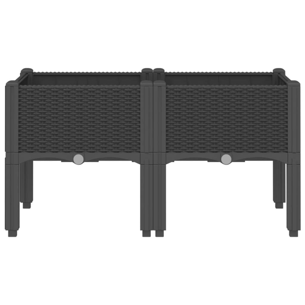 Fioriera da Giardino con Gambe Nera 80x40x42 cm in PP | homemem39