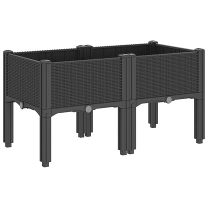 Fioriera da Giardino con Gambe Nera 80x40x42 cm in PP | homemem39