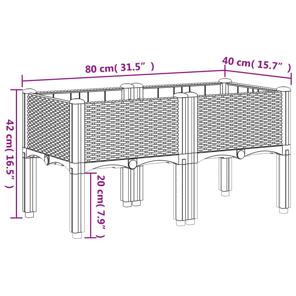 Fioriera da Giardino con Gambe Bianco 80x40x42 cm in PP | homemem39