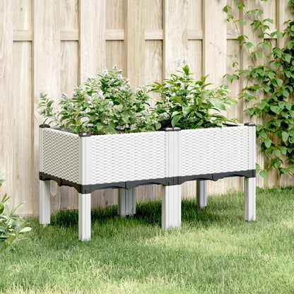 Fioriera da Giardino con Gambe Bianco 80x40x42 cm in PP | homemem39