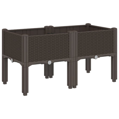 Fioriera da Giardino con Gambe Marrone 80x40x42 cm in PP - homemem39