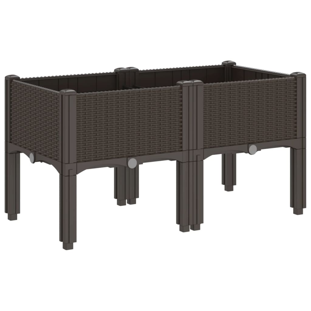 Fioriera da Giardino con Gambe Marrone 80x40x42 cm in PP - homemem39