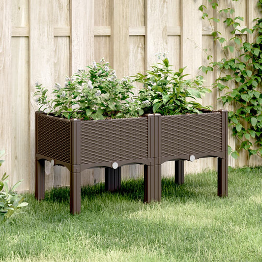 Fioriera da Giardino con Gambe Marrone 80x40x42 cm in PP - homemem39