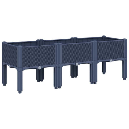 Fioriera da Giardino con Gambe Grigio Blu 120x40x42 cm in PP | homemem39