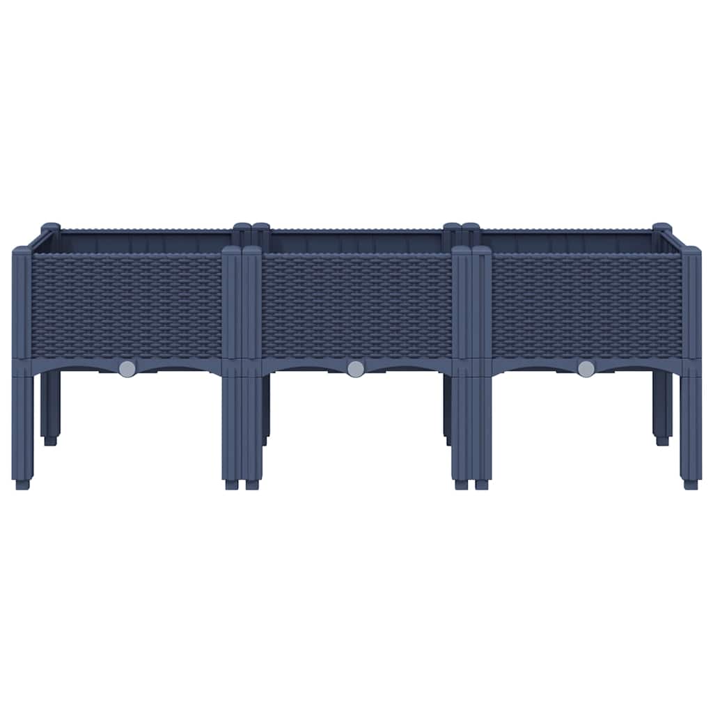 Fioriera da Giardino con Gambe Grigio Blu 120x40x42 cm in PP | homemem39
