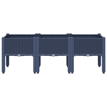 Fioriera da Giardino con Gambe Grigio Blu 120x40x42 cm in PP | homemem39