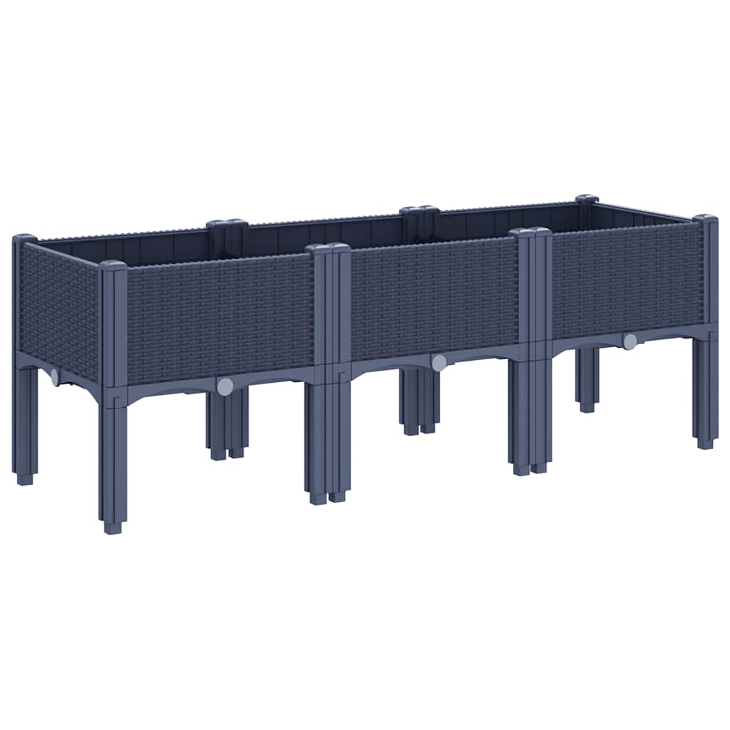 Fioriera da Giardino con Gambe Grigio Blu 120x40x42 cm in PP | homemem39