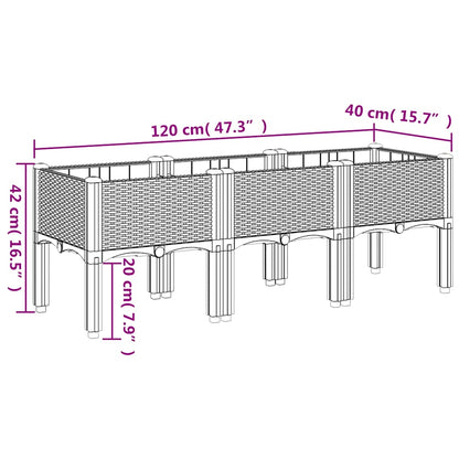 Fioriera da Giardino con Gambe Grigio Blu 120x40x42 cm in PP | homemem39