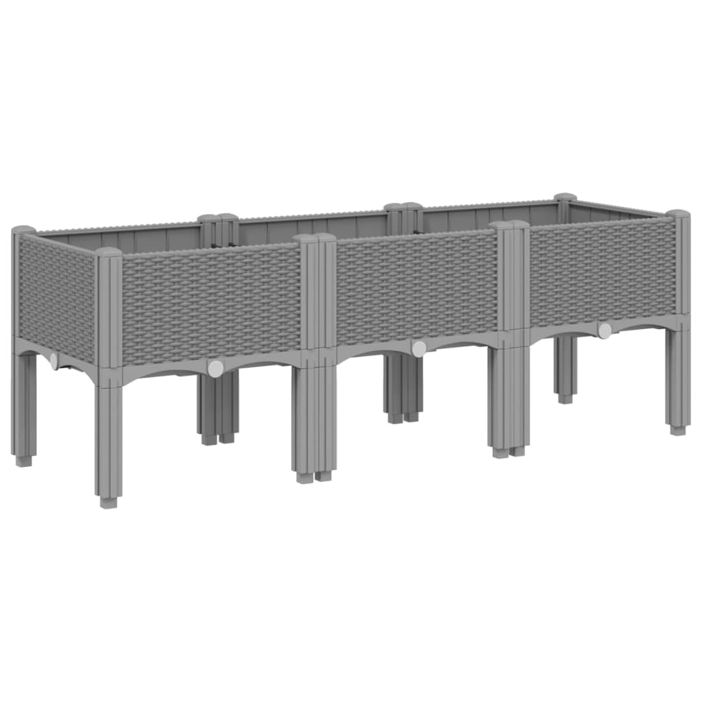 Fioriera da Giardino con Gambe Grigio Chiaro 120x40x42 cm in PP | homemem39