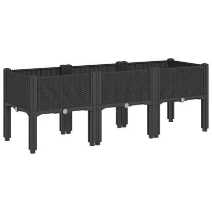 Fioriera da Giardino con Gambe Nera 120x40x42 cm in PP | homemem39