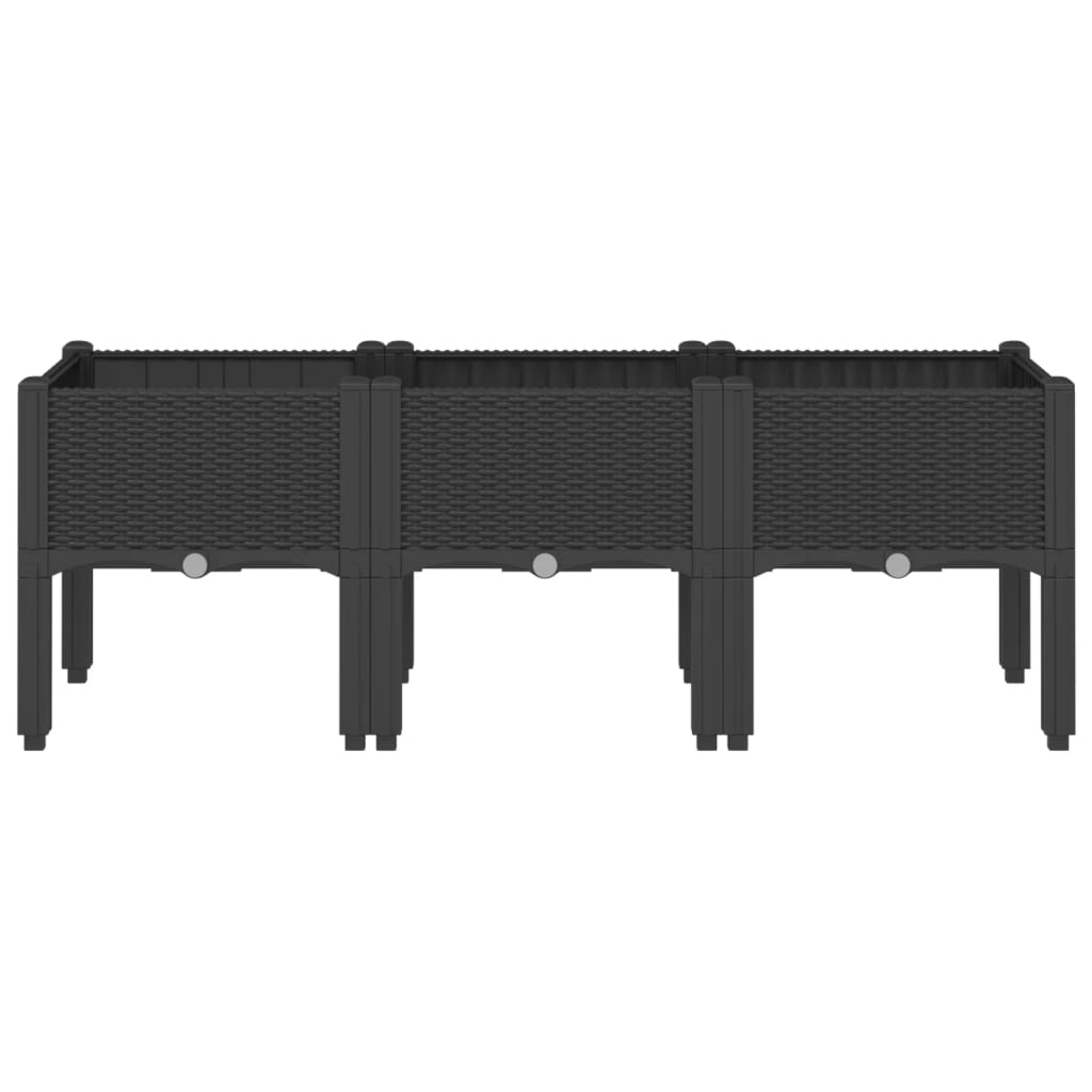 Fioriera da Giardino con Gambe Nera 120x40x42 cm in PP | homemem39