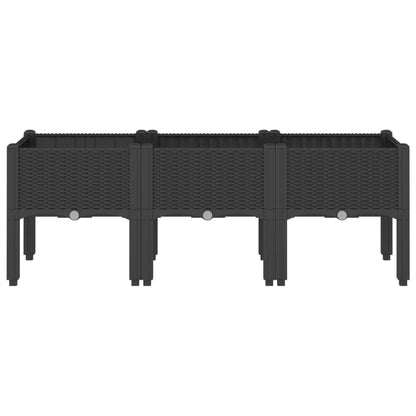Fioriera da Giardino con Gambe Nera 120x40x42 cm in PP | homemem39