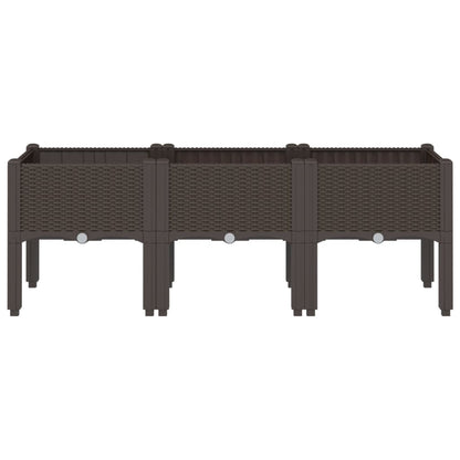 Fioriera da Giardino con Gambe Marrone 120x40x42 cm in PP