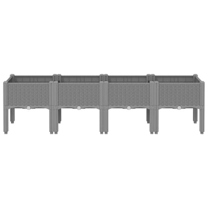 Fioriera da Giardino con Gambe Grigio Chiaro 160x40x42 cm in PP
