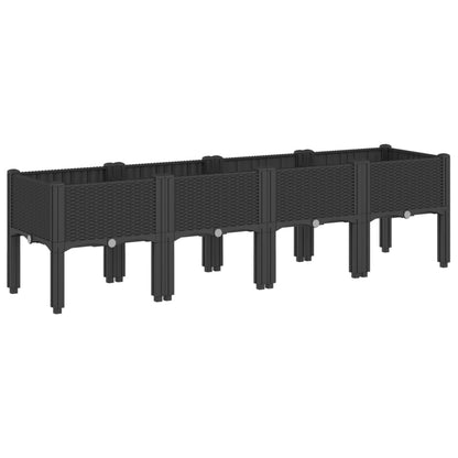 Fioriera da Giardino con Gambe Nera 160x40x42 cm in PP - homemem39