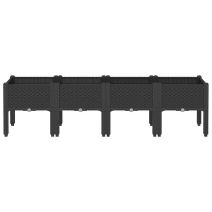 Fioriera da Giardino con Gambe Nera 160x40x42 cm in PP - homemem39
