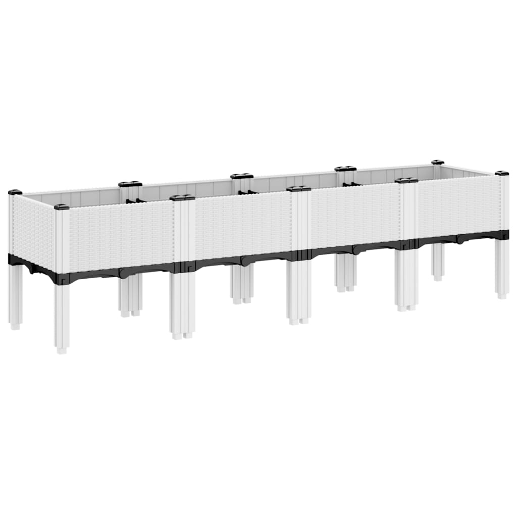 Fioriera da Giardino con Gambe Bianco 160x40x42 cm in PP | homemem39