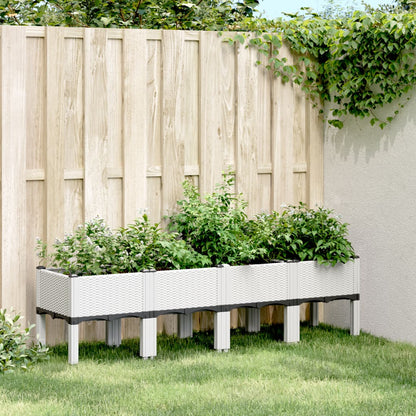 Fioriera da Giardino con Gambe Bianco 160x40x42 cm in PP | homemem39