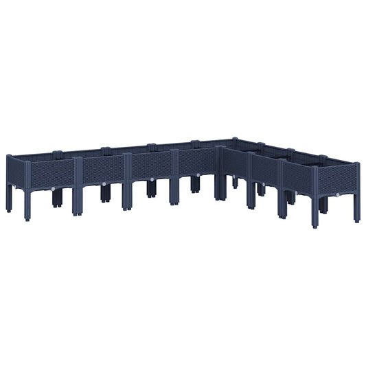 Fioriera da Giardino con Gambe Grigio Blu 200x160x42 cm in PP
