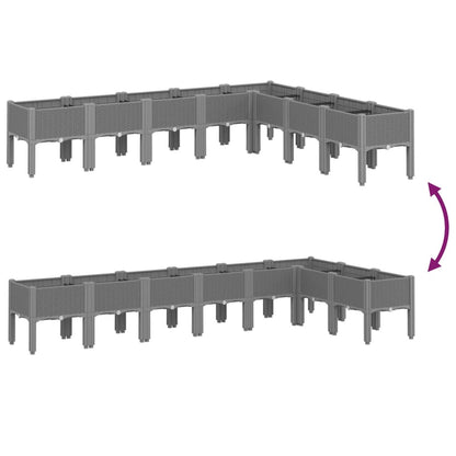 Fioriera da Giardino con Gambe Grigio Chiaro 200x160x42 cm PP