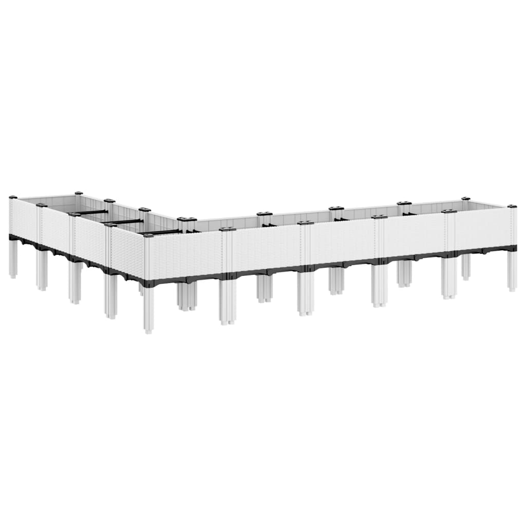 Fioriera da Giardino con Gambe Bianca 200x160x42 cm in PP | homemem39