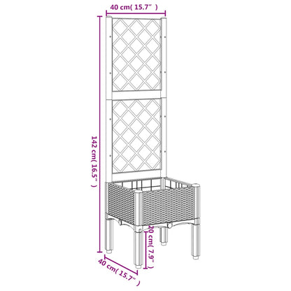 Fioriera da Giardino con Graticcio Grigio Chiaro 40x40x142cm PP | homemem39