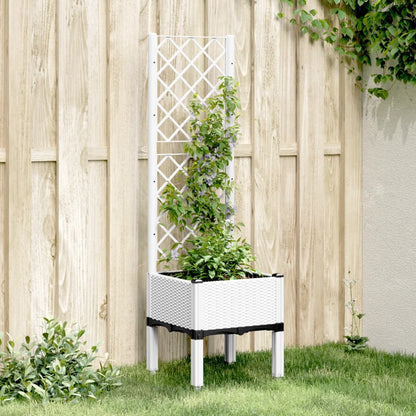 Fioriera da Giardino con Traliccio Bianco 40x40x142 cm in PP | homemem39