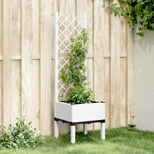 Fioriera da Giardino con Traliccio Bianco 40x40x142 cm in PP | homemem39