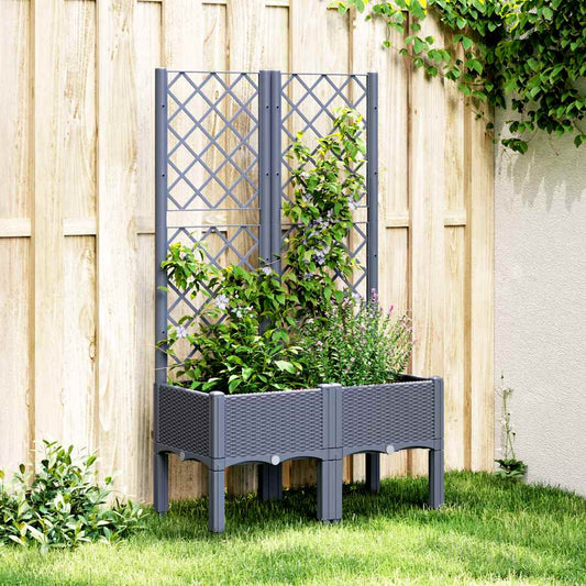 Fioriera Giardino con Traliccio Grigio Blu 80x40x142 cm PP
