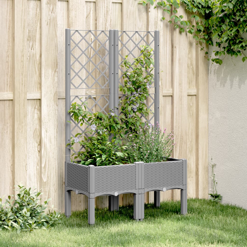 Fioriera da Giardino con Graticcio Grigio Chiaro 80x40x142cm PP - homemem39