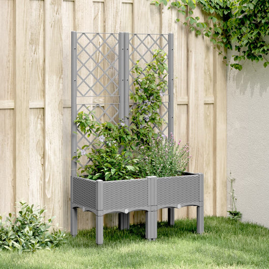 Fioriera da Giardino con Graticcio Grigio Chiaro 80x40x142cm PP - homemem39