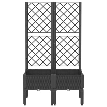 Fioriera da Giardino con Traliccio Nera 80x40x142 cm in PP