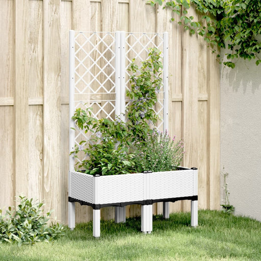 Fioriera da Giardino con Graticcio Bianco 80x40x142 cm PP - homemem39