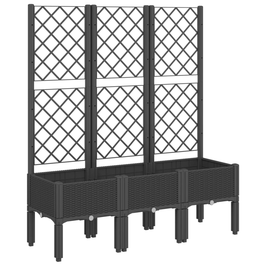 Fioriera da Giardino con Traliccio Nera 120x40x142 cm in PP | homemem39