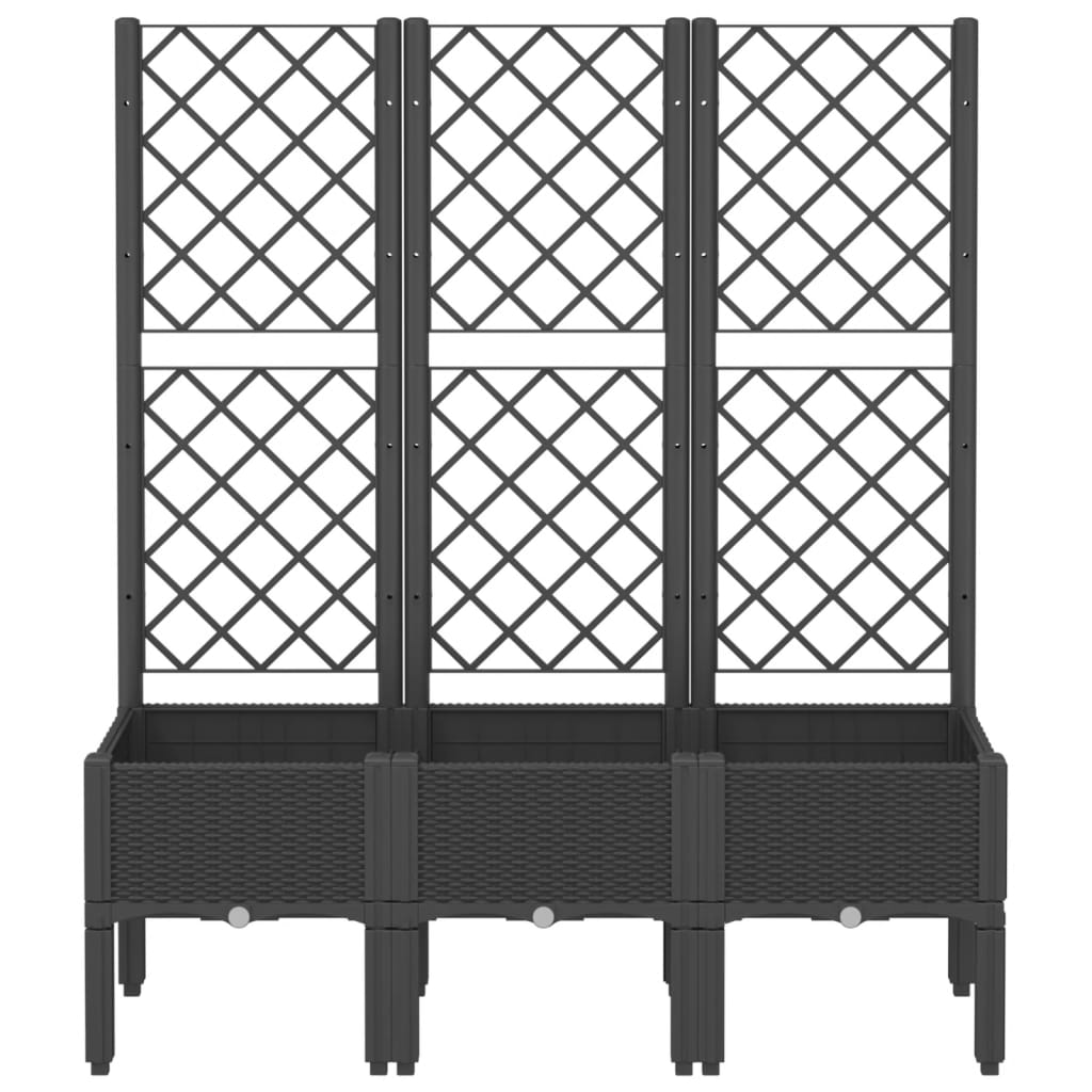 Fioriera da Giardino con Traliccio Nera 120x40x142 cm in PP | homemem39