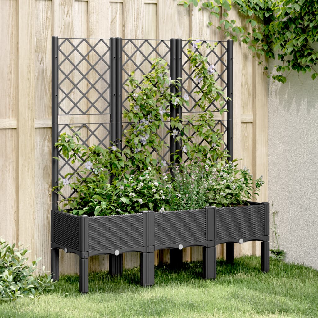 Fioriera da Giardino con Traliccio Nera 120x40x142 cm in PP | homemem39
