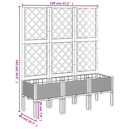 Fioriera da Giardino con Traliccio Marrone 120x40x142 cm in PP - homemem39