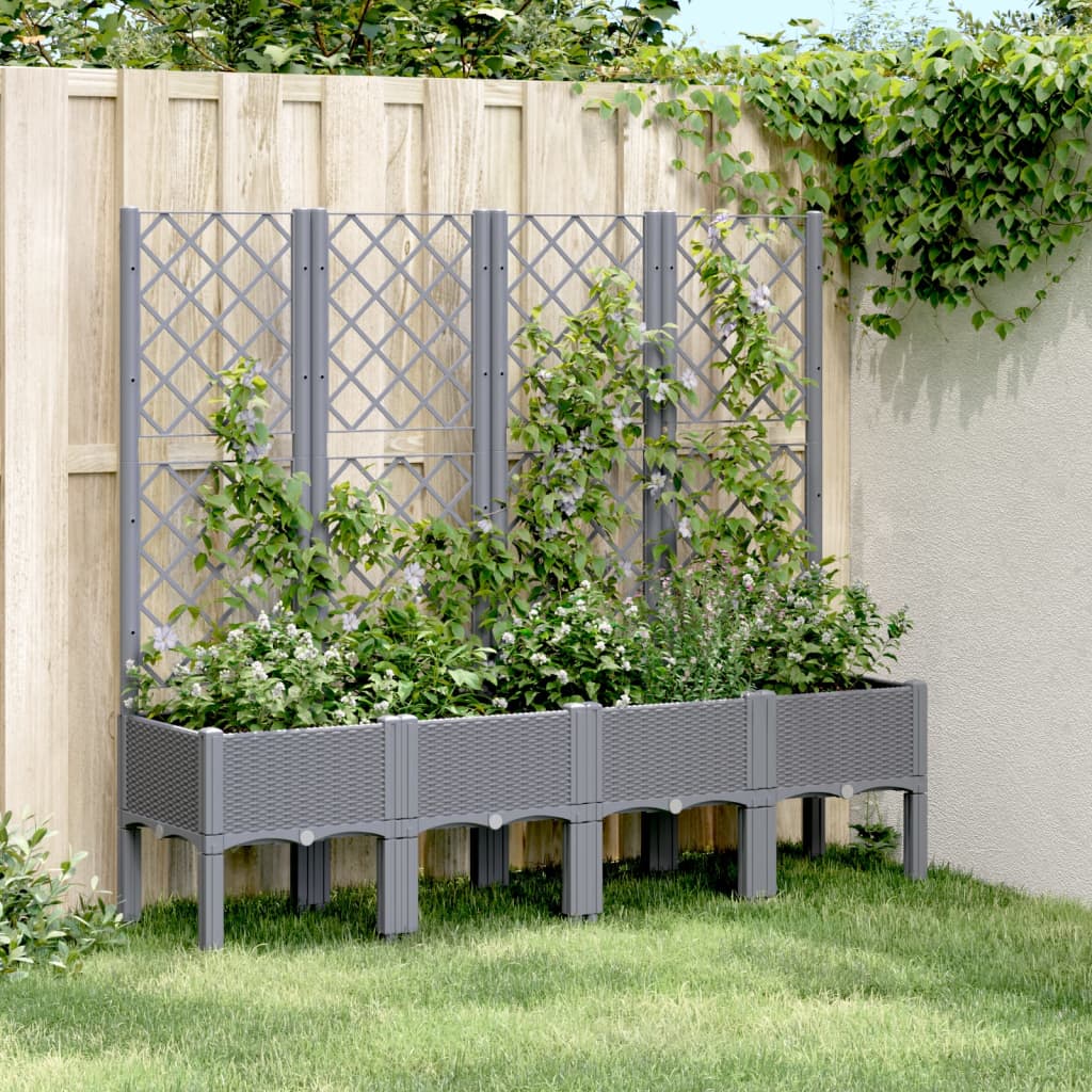 Fioriera da Giardino con Traliccio Grigia 160x40x142 cm in PP - homemem39