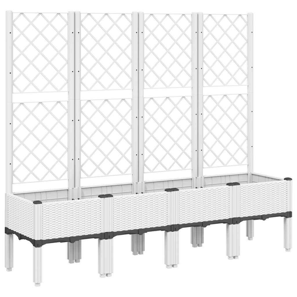 Fioriera da Giardino con Traliccio Bianco 160x40x142 cm in PP - homemem39