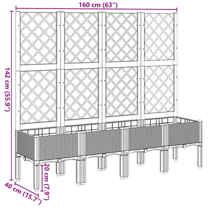 Fioriera da Giardino con Traliccio Bianco 160x40x142 cm in PP - homemem39