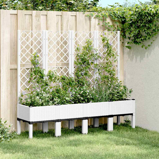Fioriera da Giardino con Traliccio Bianco 160x40x142 cm in PP - homemem39