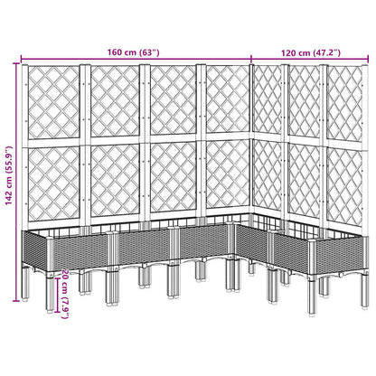 Fioriera Giardino con Graticcio Grigio Chiaro 160x120x142 cm PP