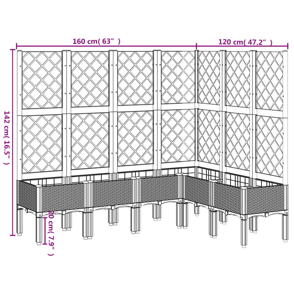 Fioriera da Giardino con Graticcio Bianco 160x120x142 cm in PP - homemem39